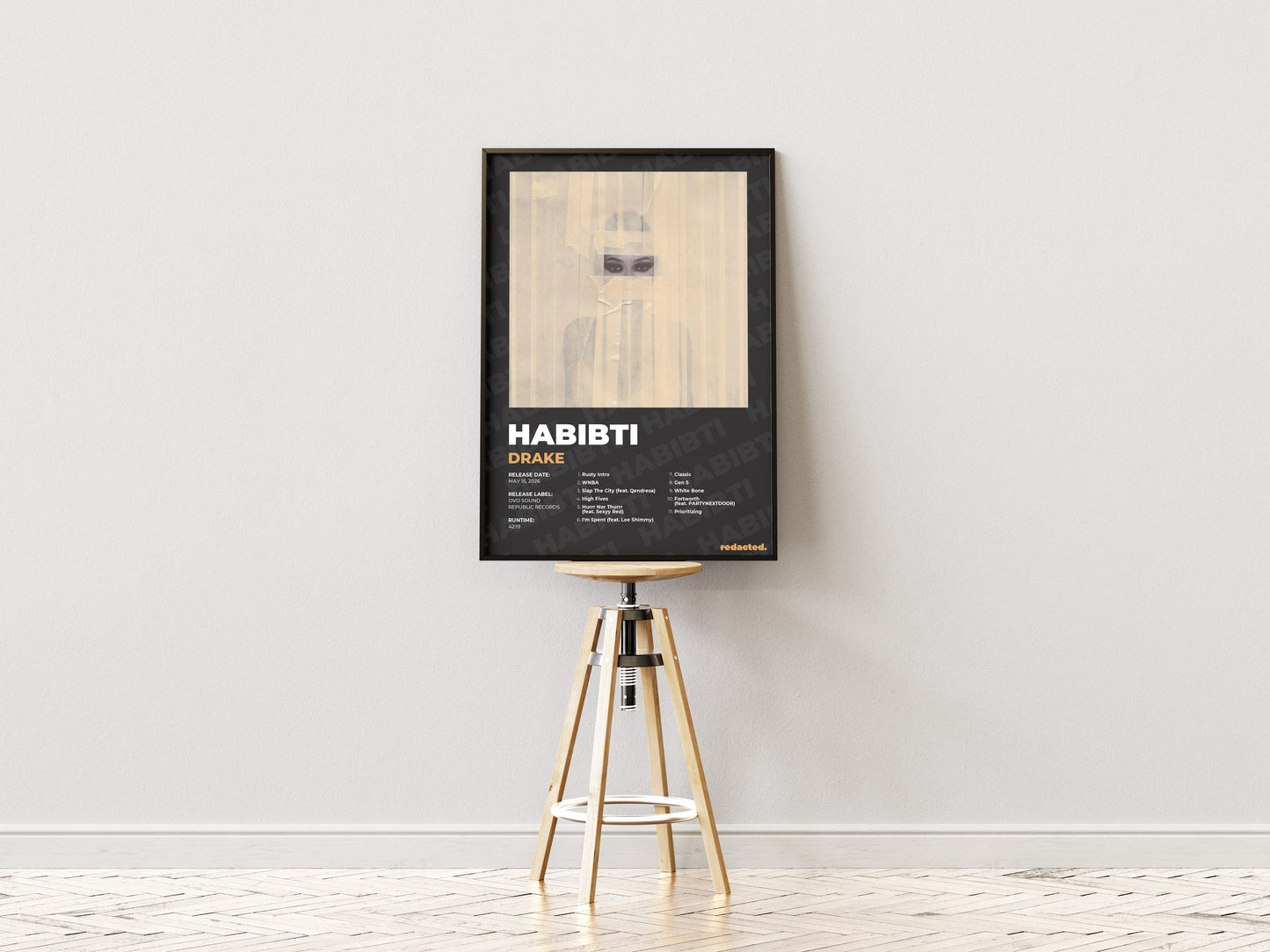 Drake - Habibti Poster - Dark Edition (Frontal Stool Mockup)