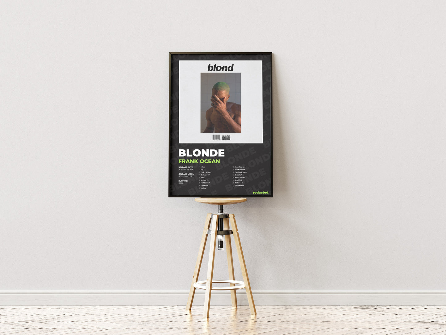 Frank Ocean - Blonde Poster - Dark Edition (Frontal Stool Mockup)