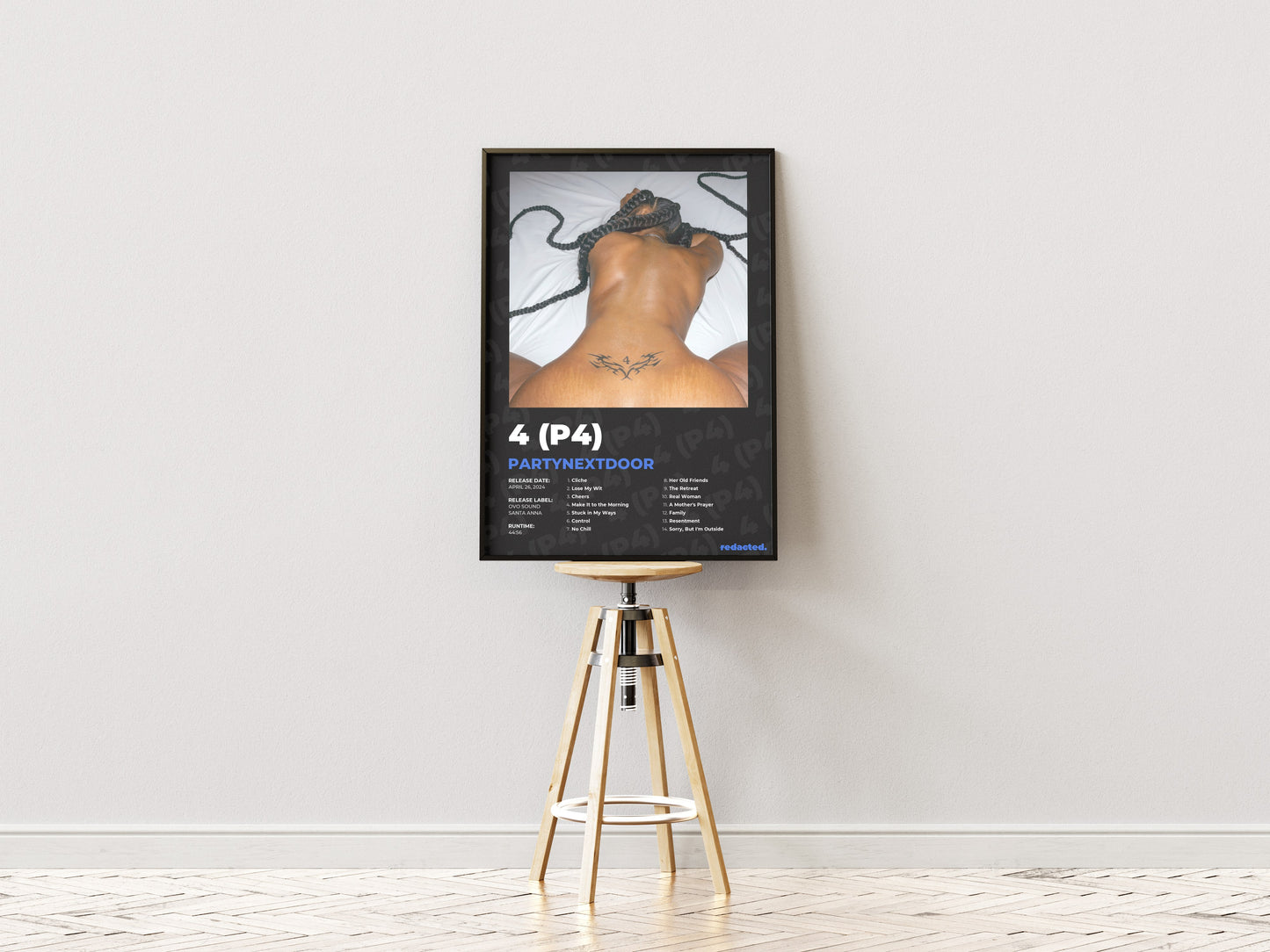 Partynextdoor - Partynextdoor 4 (P4) Poster - Dark Edition (Frontal Stool Mockup)