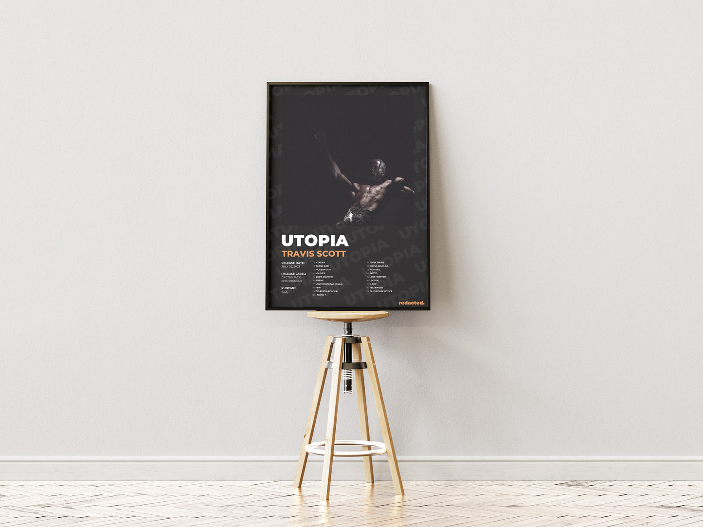 Travis Scott - Utopia Poster - Dark Edition (Frontal Stool Mockup)