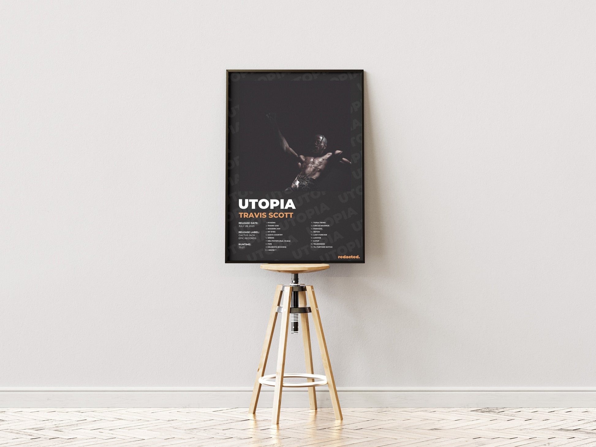 Travis Scott - Utopia Poster - Dark Edition (Frontal Stool Mockup)