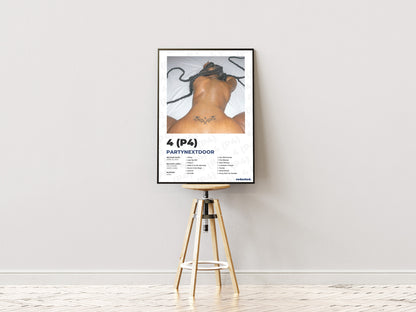 Partynextdoor - Partynextdoor 4 (P4) Poster - White Edition (Frontal Stool Mockup)