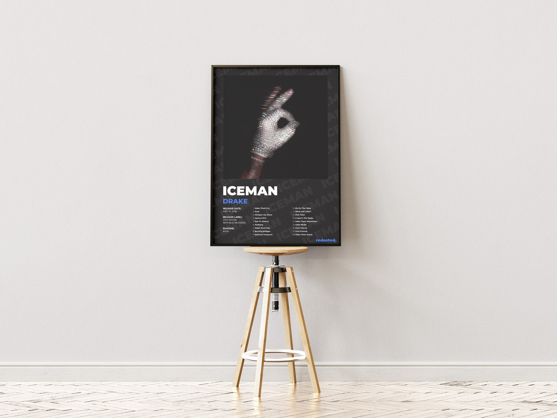 Drake - Iceman Poster - Dark Edition (Frontal Stool Mockup)
