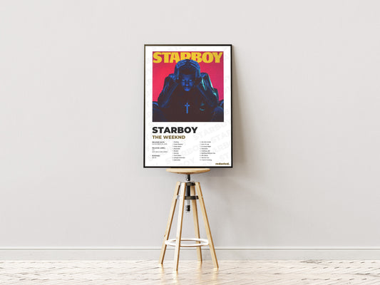 The Weeknd - Starboy Poster - White Edition (Frontal Stool Mockup)