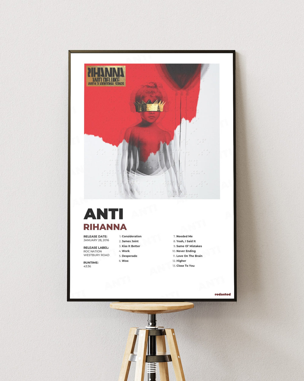 RIHANNA - ANTI Poster - White Edition (12x18 / 24x36) - Poster view
