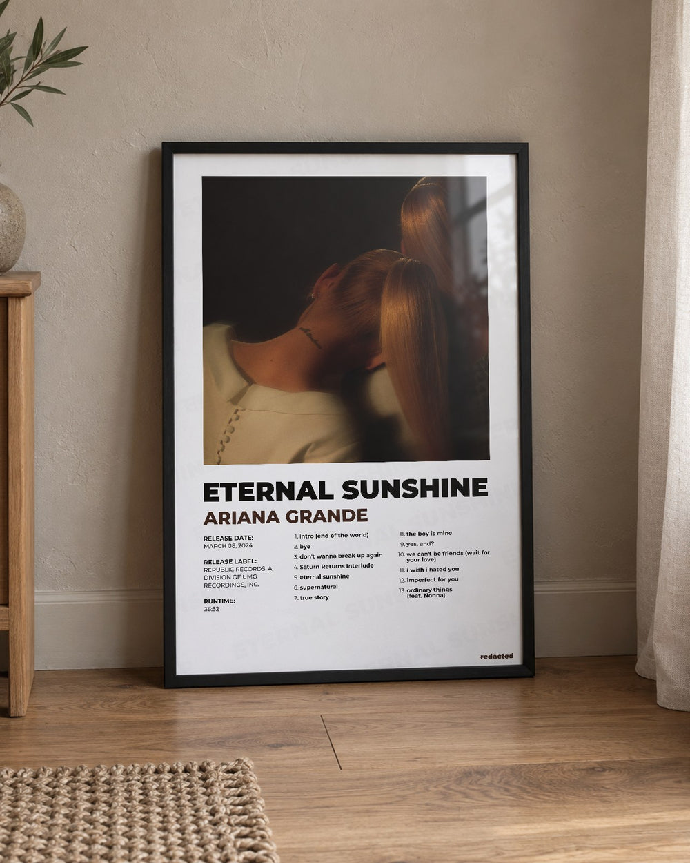 Ariana Grande - eternal sunshine Poster - White Edition (12x18 / 24x36) - Poster view