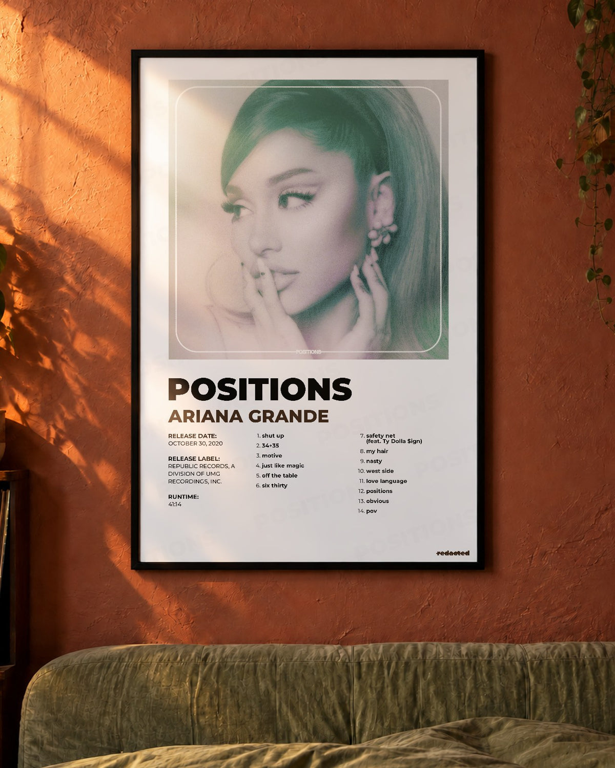 Ariana Grande - Positions Poster - White Edition (12x18 / 24x36) - Poster view