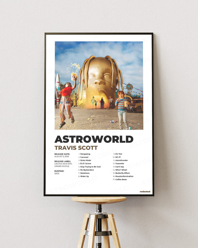 TRAVIS SCOTT - ASTROWORLD Poster - White Edition (12x18 / 24x36) - Poster view
