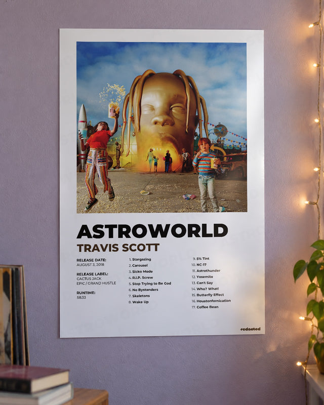 TRAVIS SCOTT - ASTROWORLD Poster - White Edition (12x18 / 24x36) - Poster view