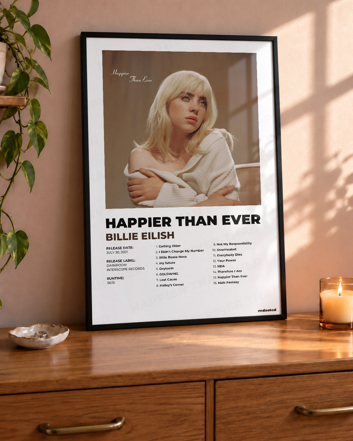 Billie Eilish - Happier Than Ever Poster - White Edition (12x18 / 24x36) - Poster view