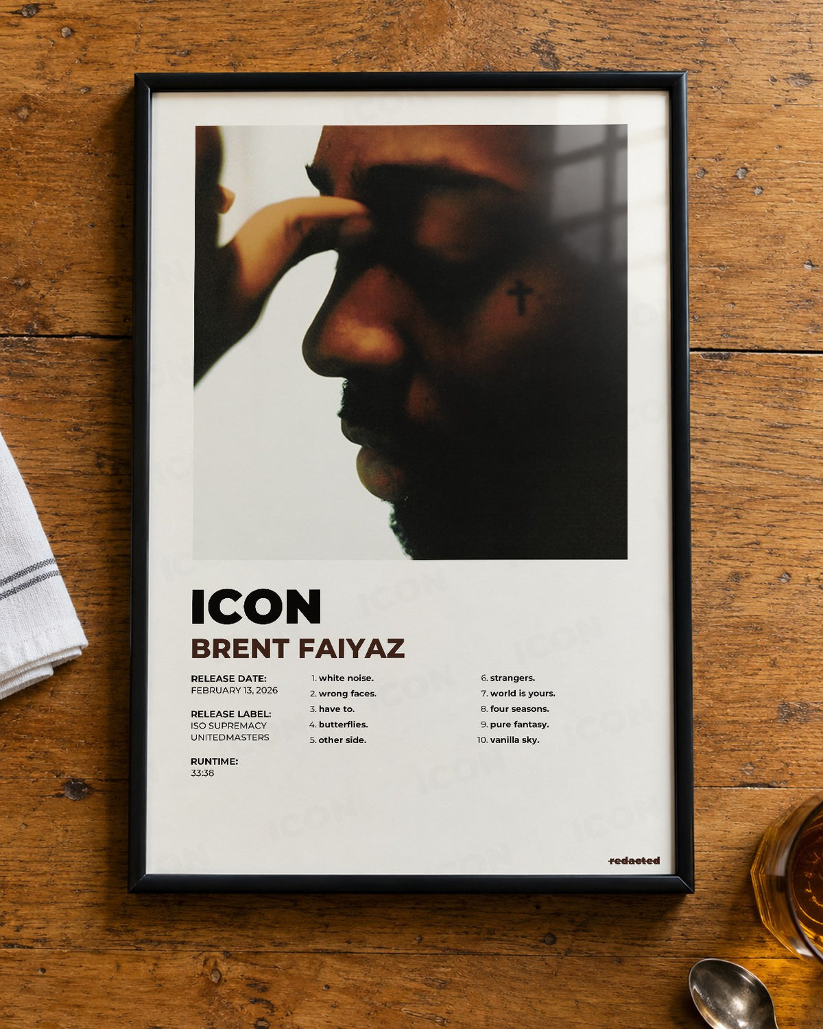 Brent Faiyaz - Icon Poster - White Edition (12x18 / 24x36) - Poster view