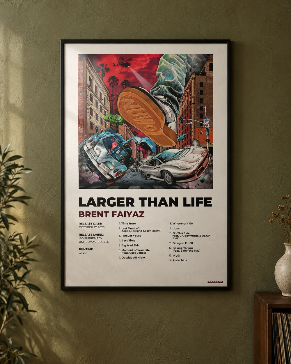 Brent Faiyaz - Larger Than Life Poster - White Edition (12x18 / 24x36) - Poster view