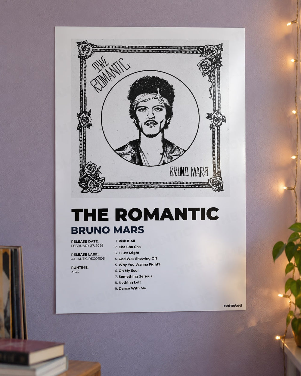 Bruno Mars - The Romantic Poster - White Edition (12x18 / 24x36) - Poster view