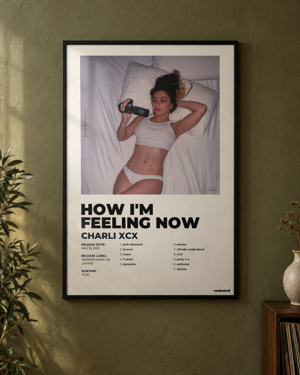 Charli xcx - How I'm Feeling Now Poster - White Edition (12x18 / 24x36) - Poster view