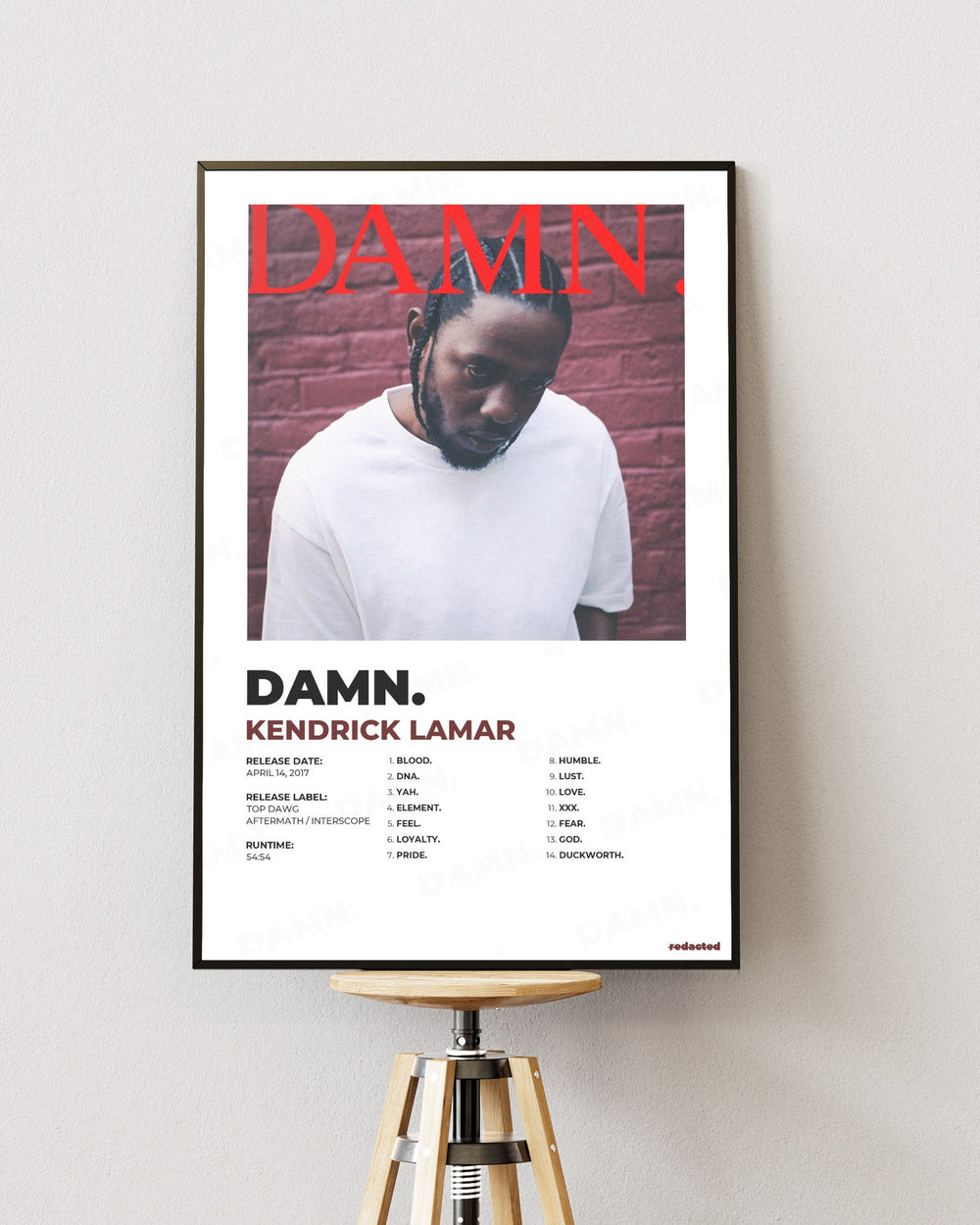 KENDRICK LAMAR - DAMN. Poster - White Edition (12x18 / 24x36) - Poster view