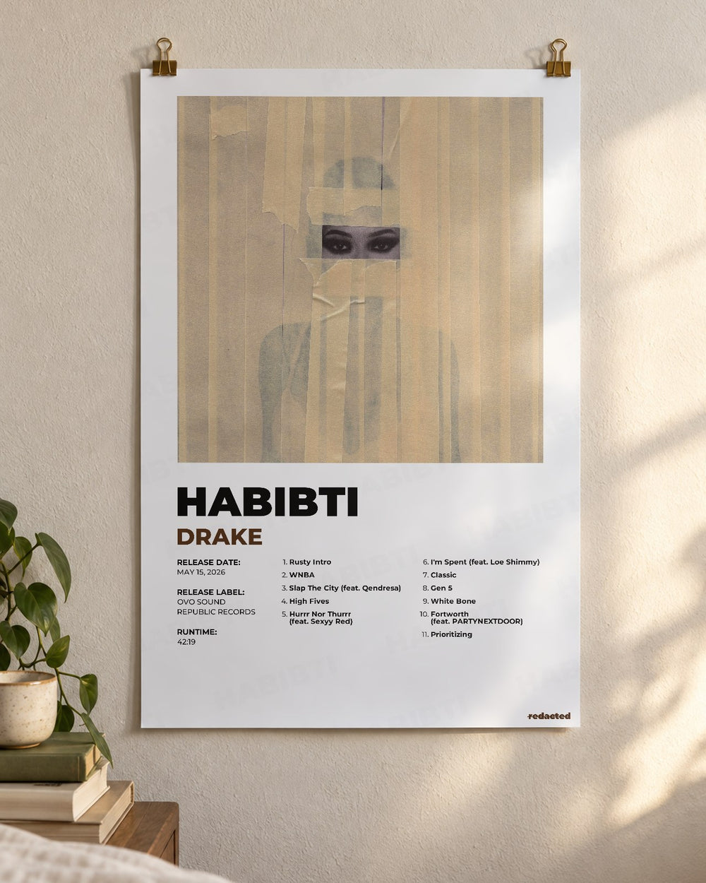 DRAKE - HABIBTI Poster - White Edition (12x18 / 24x36) - Poster view