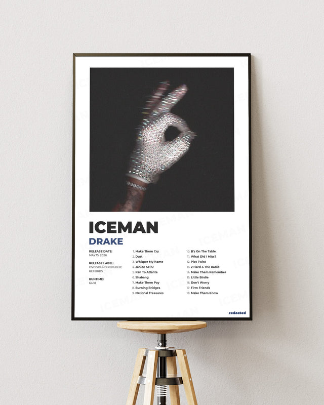 DRAKE - ICEMAN Poster - White Edition (12x18 / 24x36) - Poster view