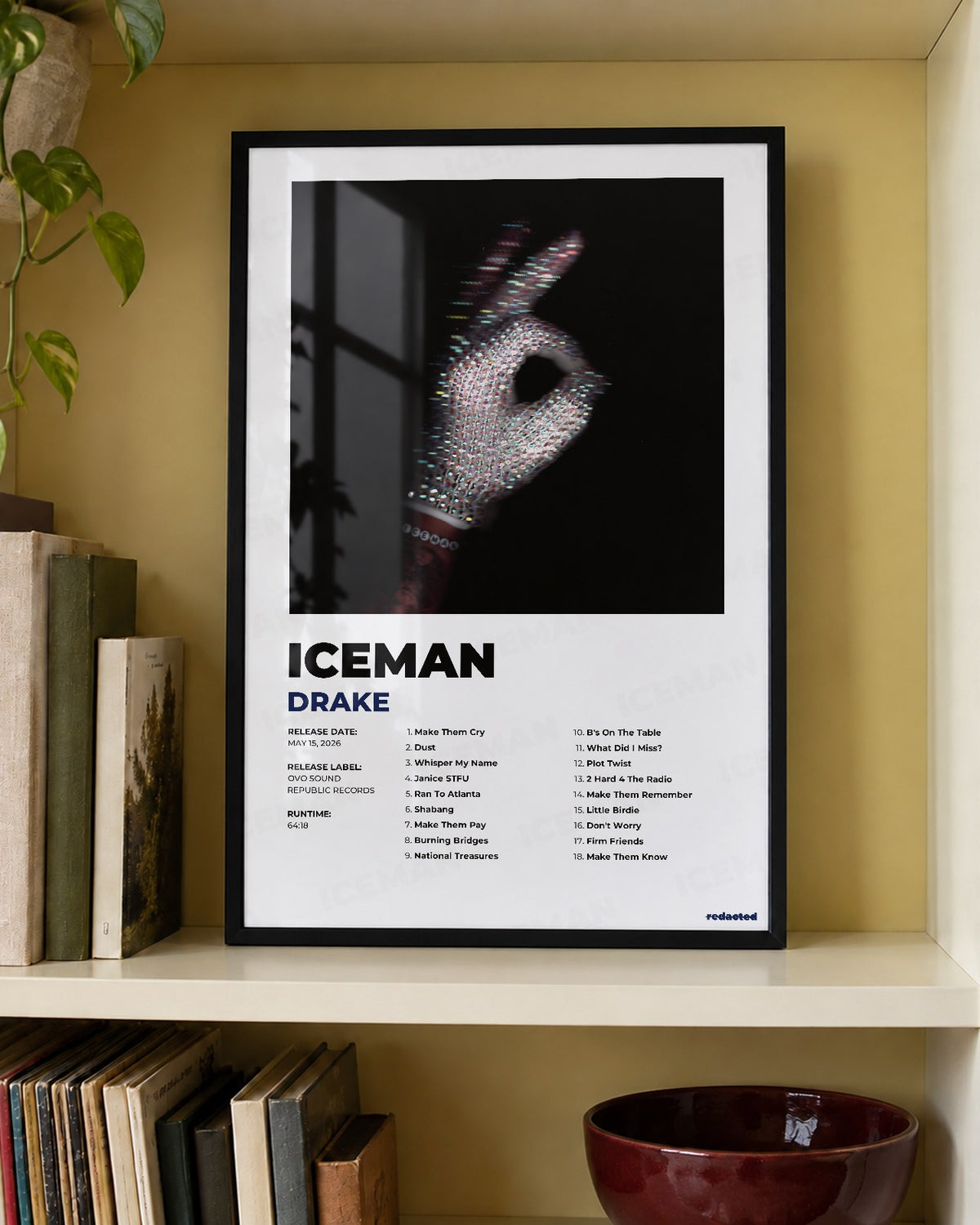 DRAKE - ICEMAN Poster - White Edition (12x18 / 24x36) - Poster view