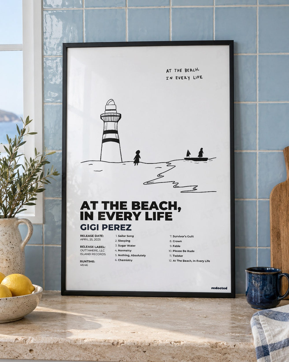 Gigi Perez - At The Beach, In Every Life Poster - White Edition (12x18 / 24x36) - Poster view