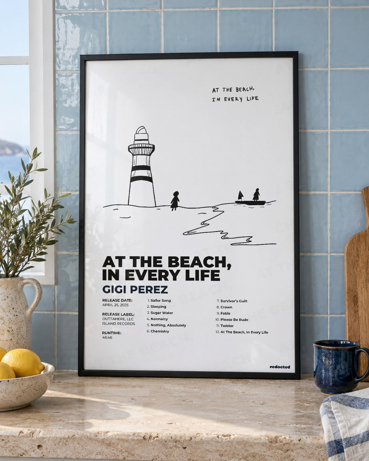Gigi Perez - At The Beach, In Every Life Poster - White Edition (12x18 / 24x36) - Poster view