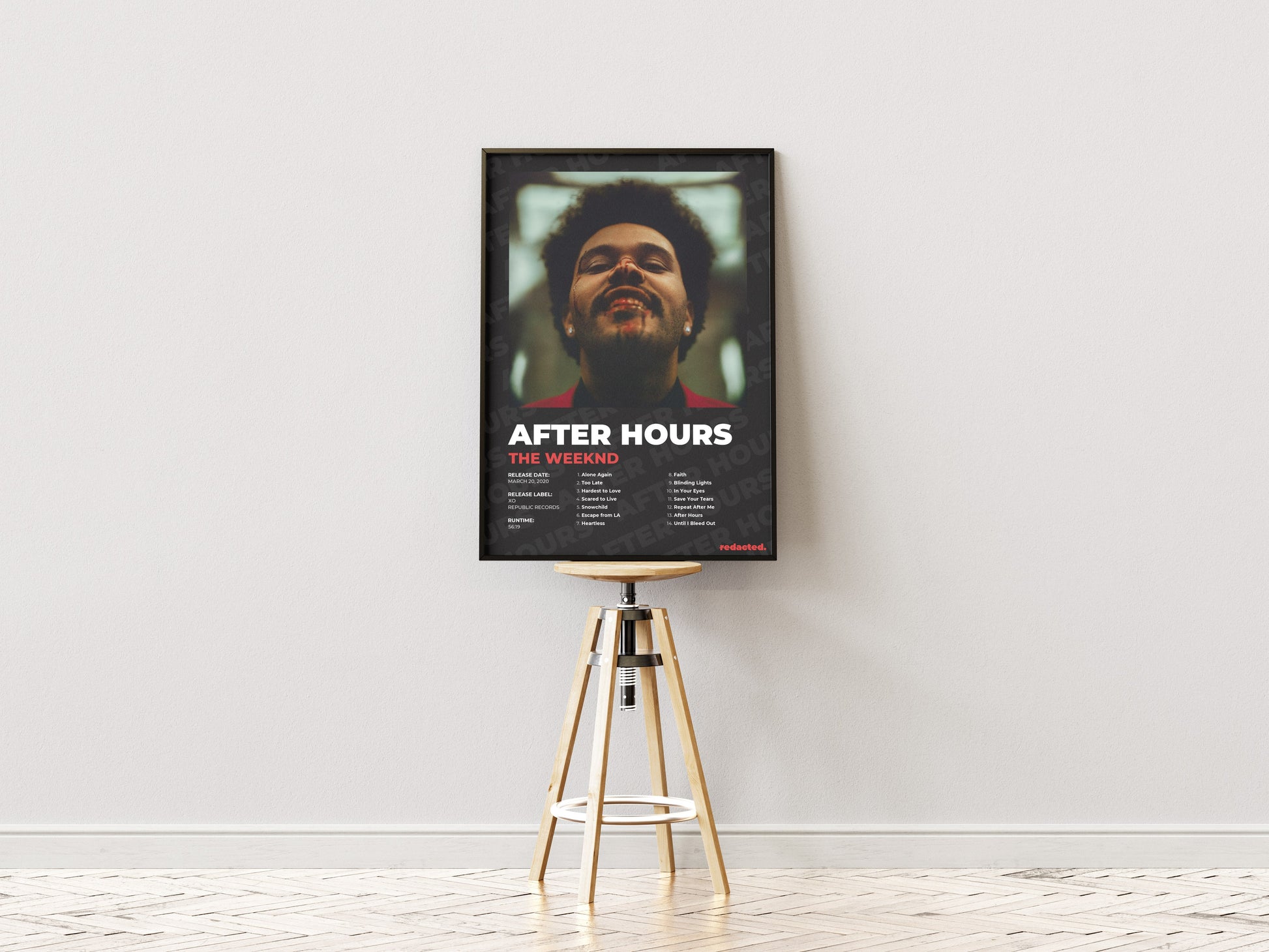 The Weeknd - After Hours Poster - Dark Edition (Frontal Stool Mockup)