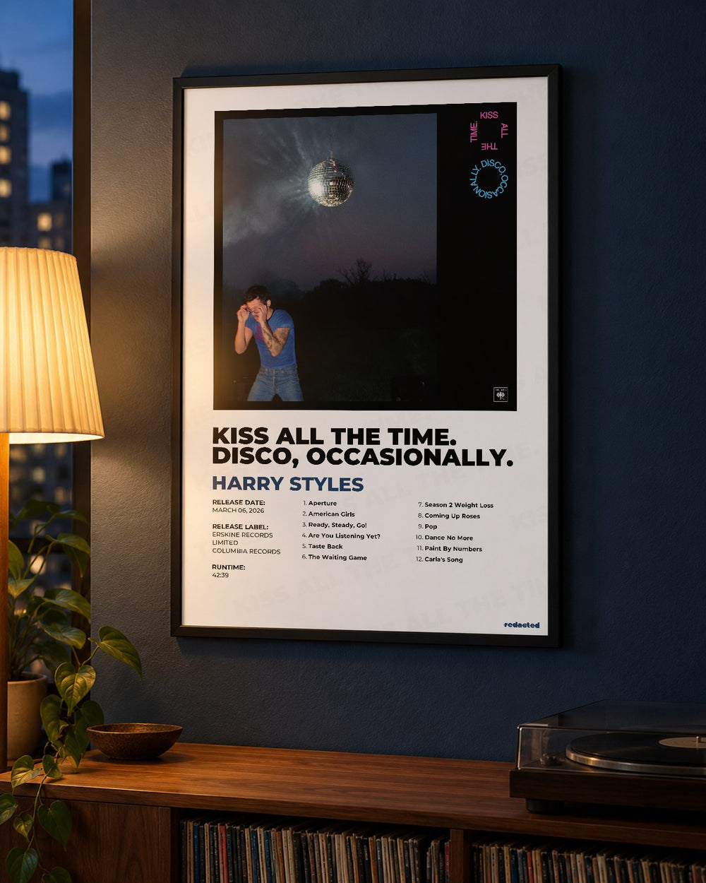 Harry Styles - Kiss All The Time. Disco, Occasionally. Poster - White Edition (12x18 / 24x36) - Poster view
