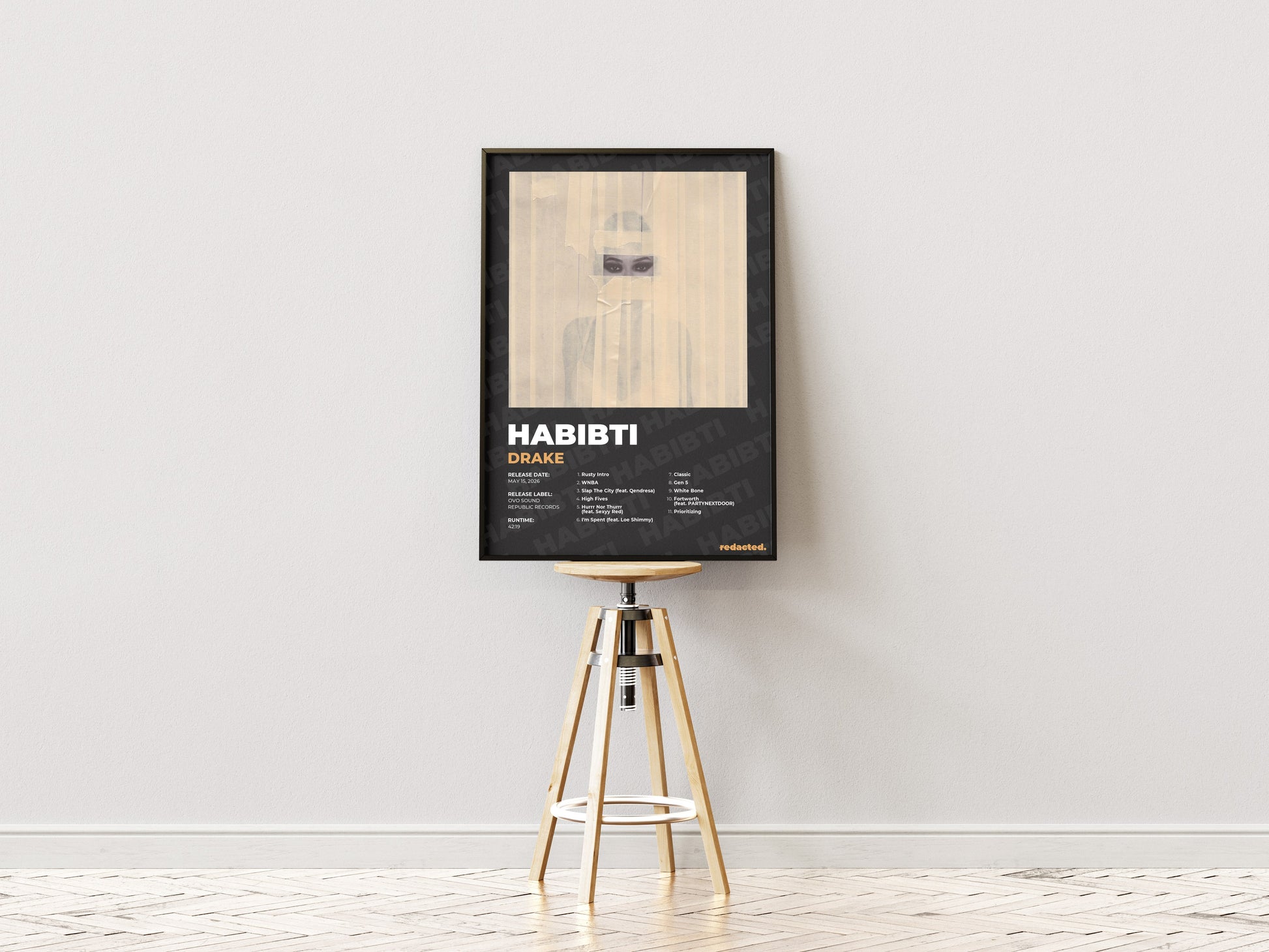 Drake - Habibti Poster - Dark Edition (Frontal Stool Mockup)