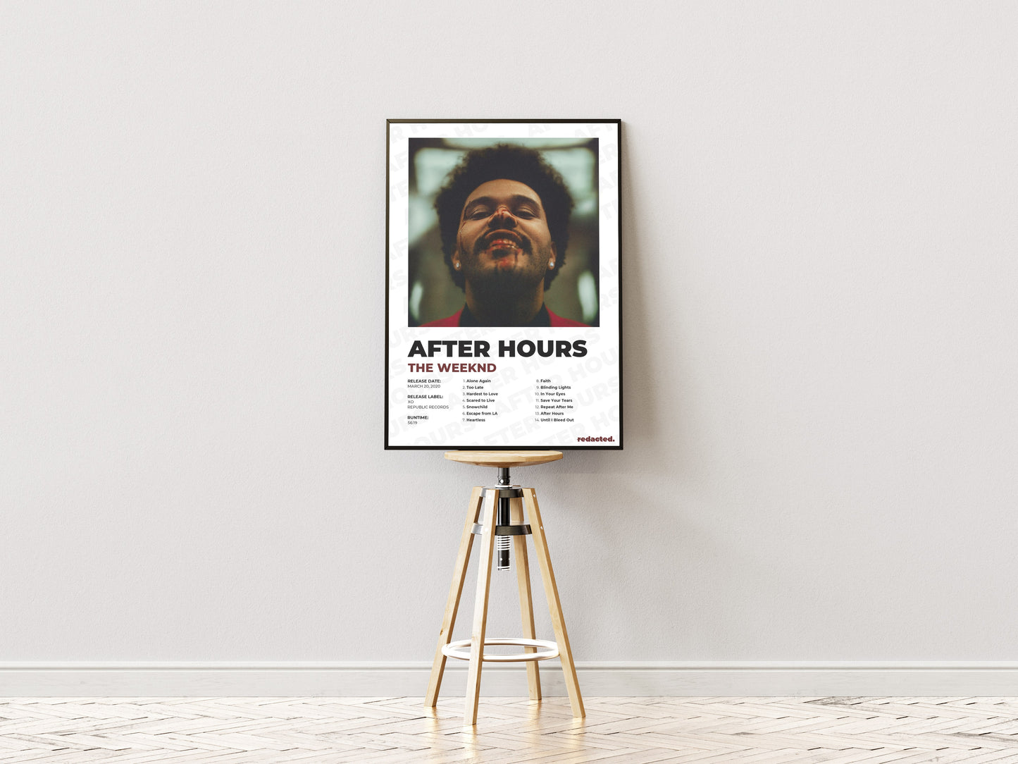 The Weeknd - After Hours Poster - White Edition (Frontal Stool Mockup)