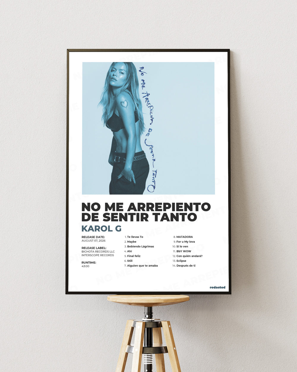 Karol G - No Me Arrepiento De Sentir Tanto Poster - White Edition (12x18 / 24x36) - View 1