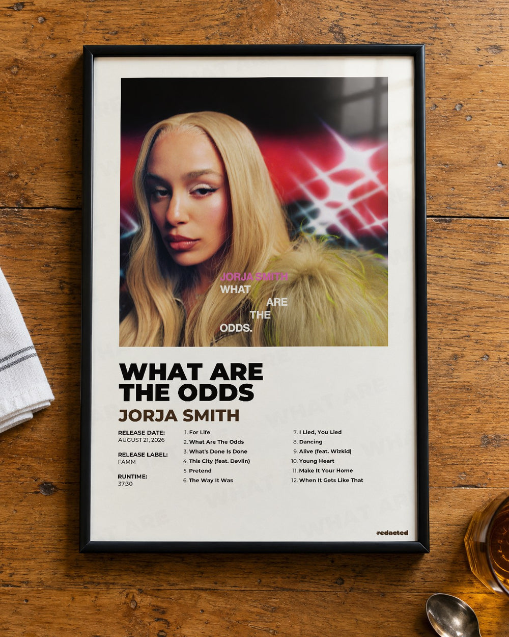 Jorja Smith - What Are The Odds Poster - White Edition (12x18 / 24x36) - Poster view
