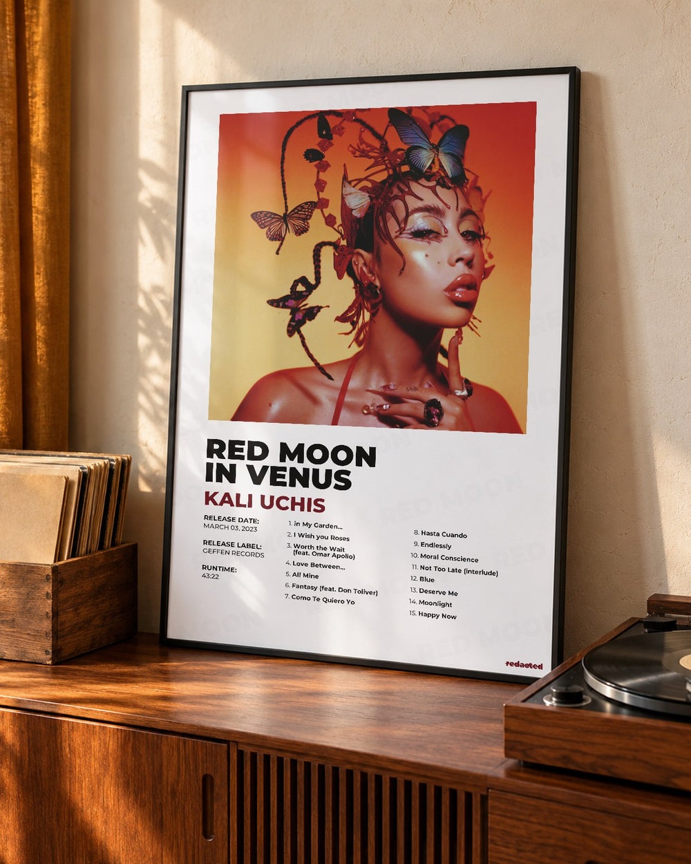 Kali Uchis - Red Moon in Venus Poster - White Edition (12x18 / 24x36) - Poster view