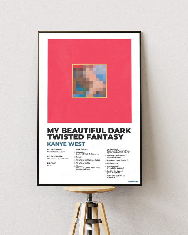 KANYE WEST - MY BEAUTIFUL DARK TWISTED FANTASY Poster - White Edition (12x18 / 24x36) - Poster view