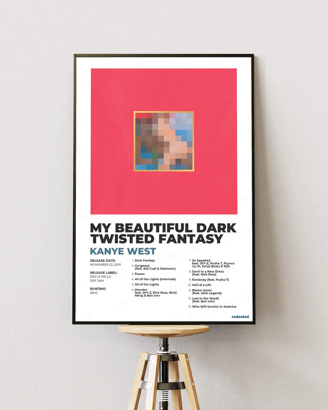 KANYE WEST - MY BEAUTIFUL DARK TWISTED FANTASY Poster - White Edition (12x18 / 24x36) - Poster view