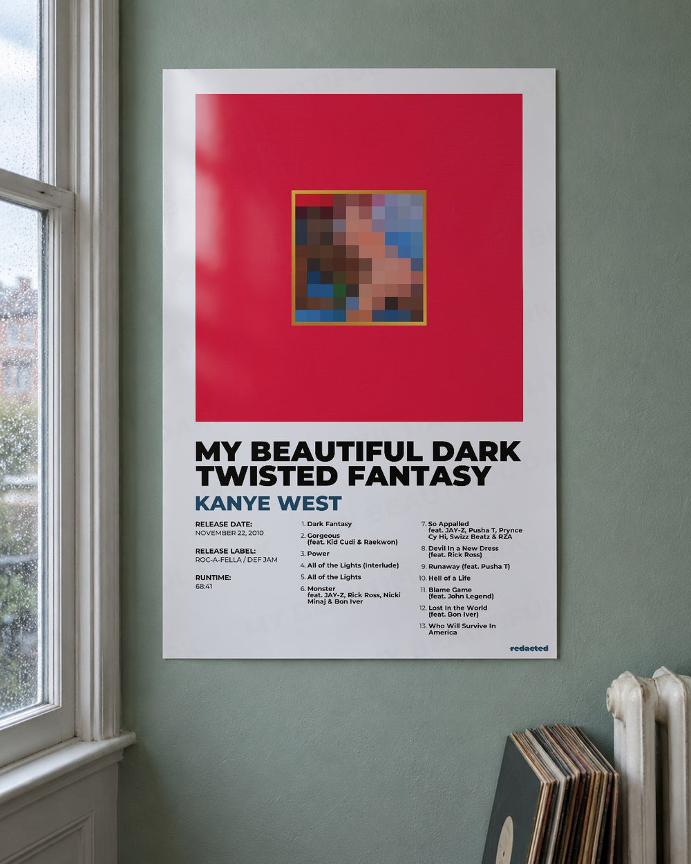 KANYE WEST - MY BEAUTIFUL DARK TWISTED FANTASY Poster - White Edition (12x18 / 24x36) - Poster view