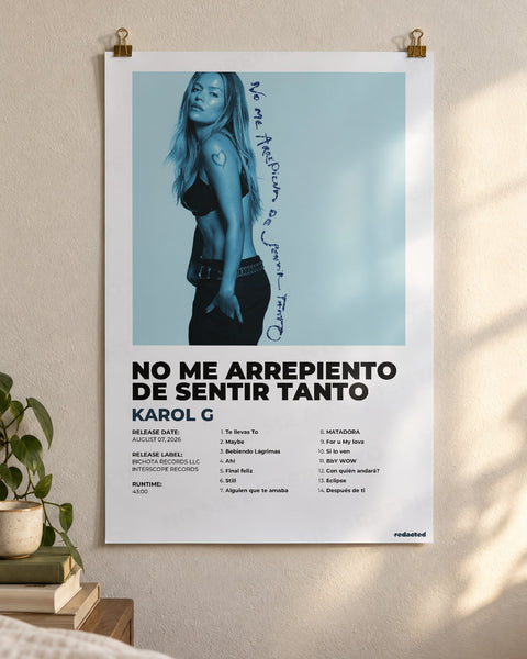 Karol G - No Me Arrepiento De Sentir Tanto poster