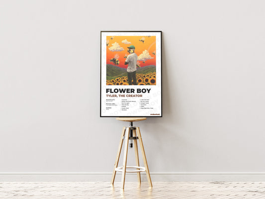 Tyler, The Creator - Flower Boy Poster - White Edition (Frontal Stool Mockup)