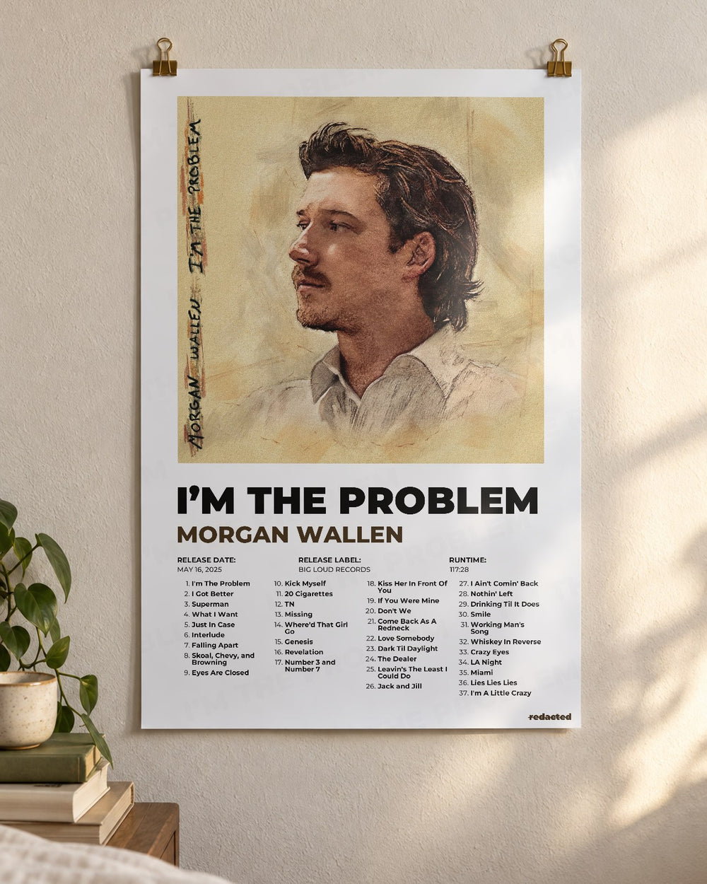 Morgan Wallen - I’m The Problem Poster - White Edition (12x18 / 24x36) - Poster view