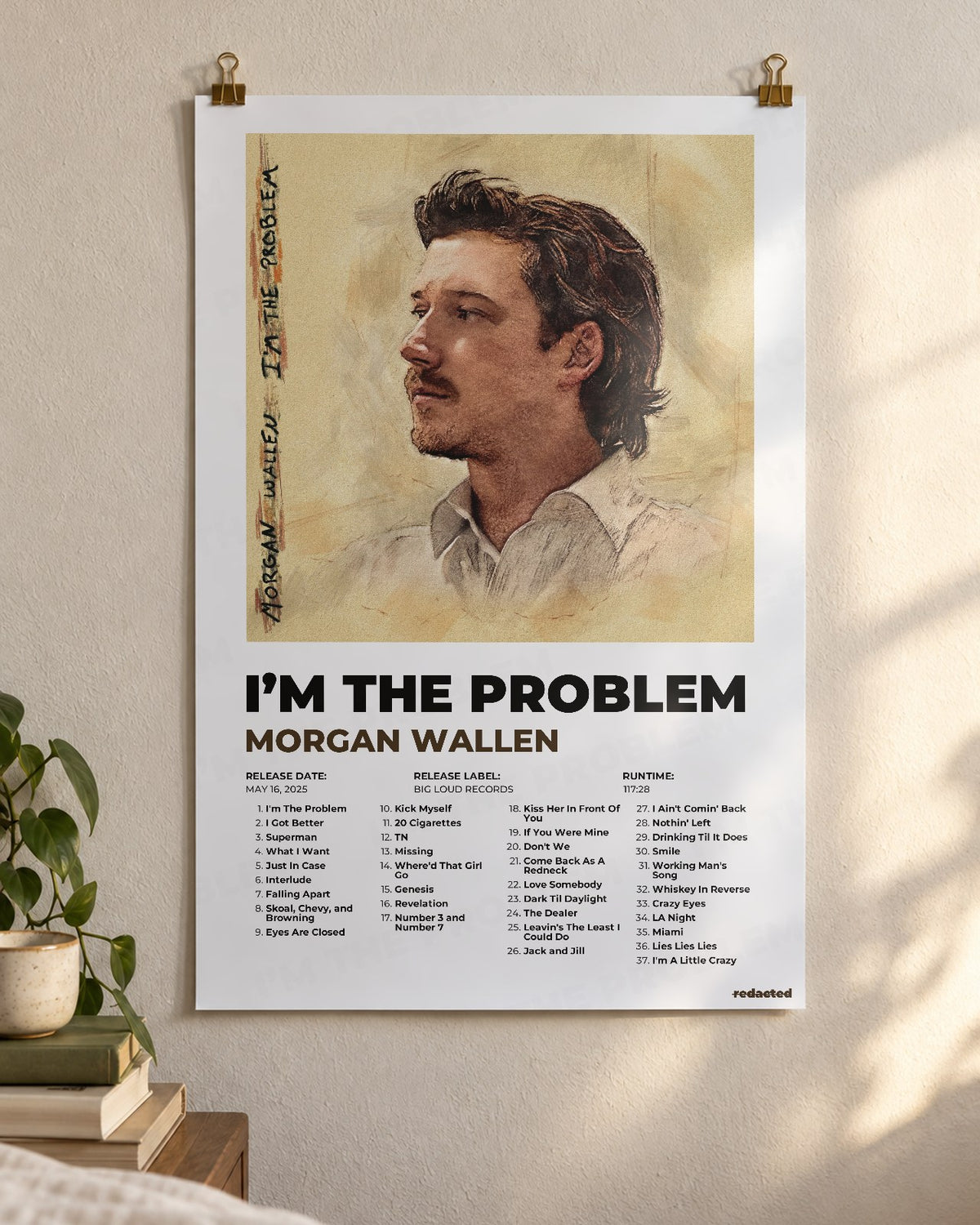 Morgan Wallen - I’m The Problem Poster - White Edition (12x18 / 24x36) - Poster view