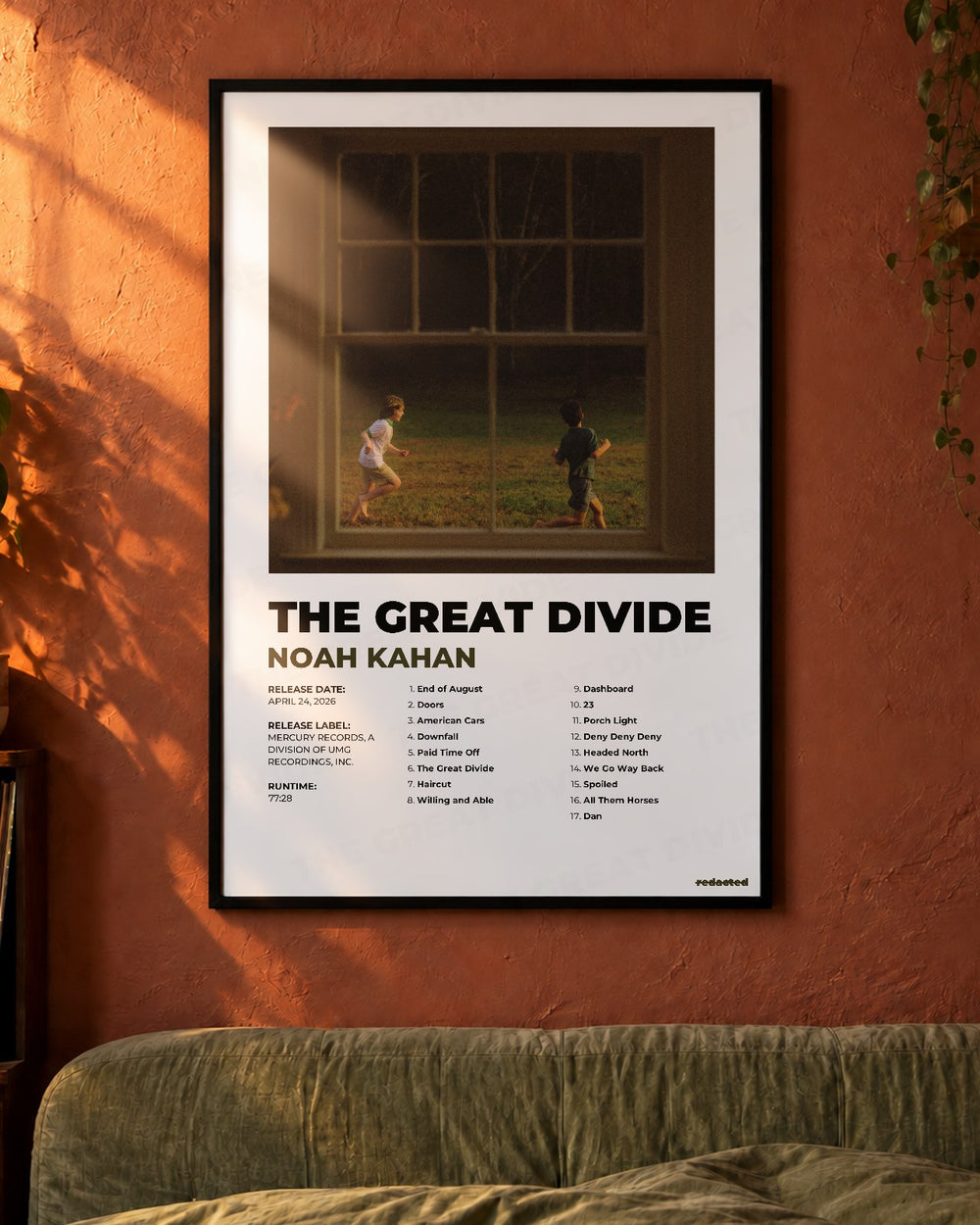 Noah Kahan - The Great Divide Poster - White Edition (12x18 / 24x36) - Poster view