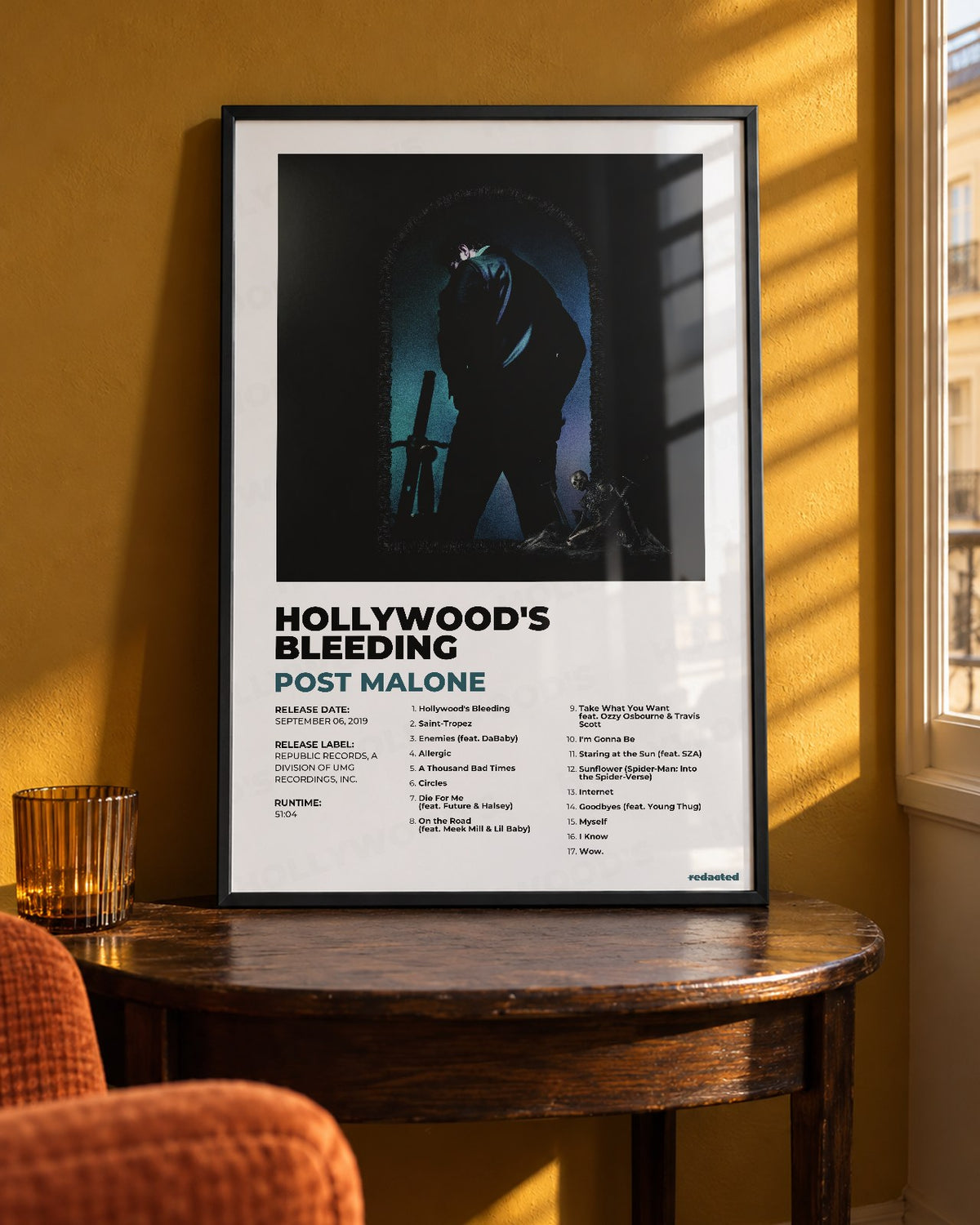 Post Malone - Hollywood's Bleeding Poster - White Edition (12x18 / 24x36) - Poster view