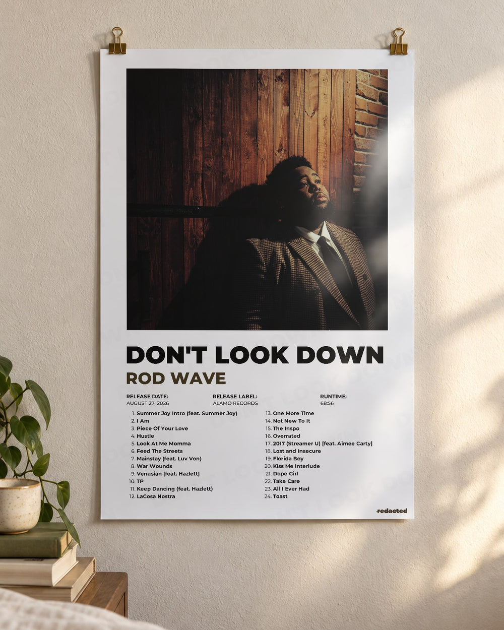 Rod Wave - Don't Look Down Poster - White Edition (12x18 / 24x36) - Poster view