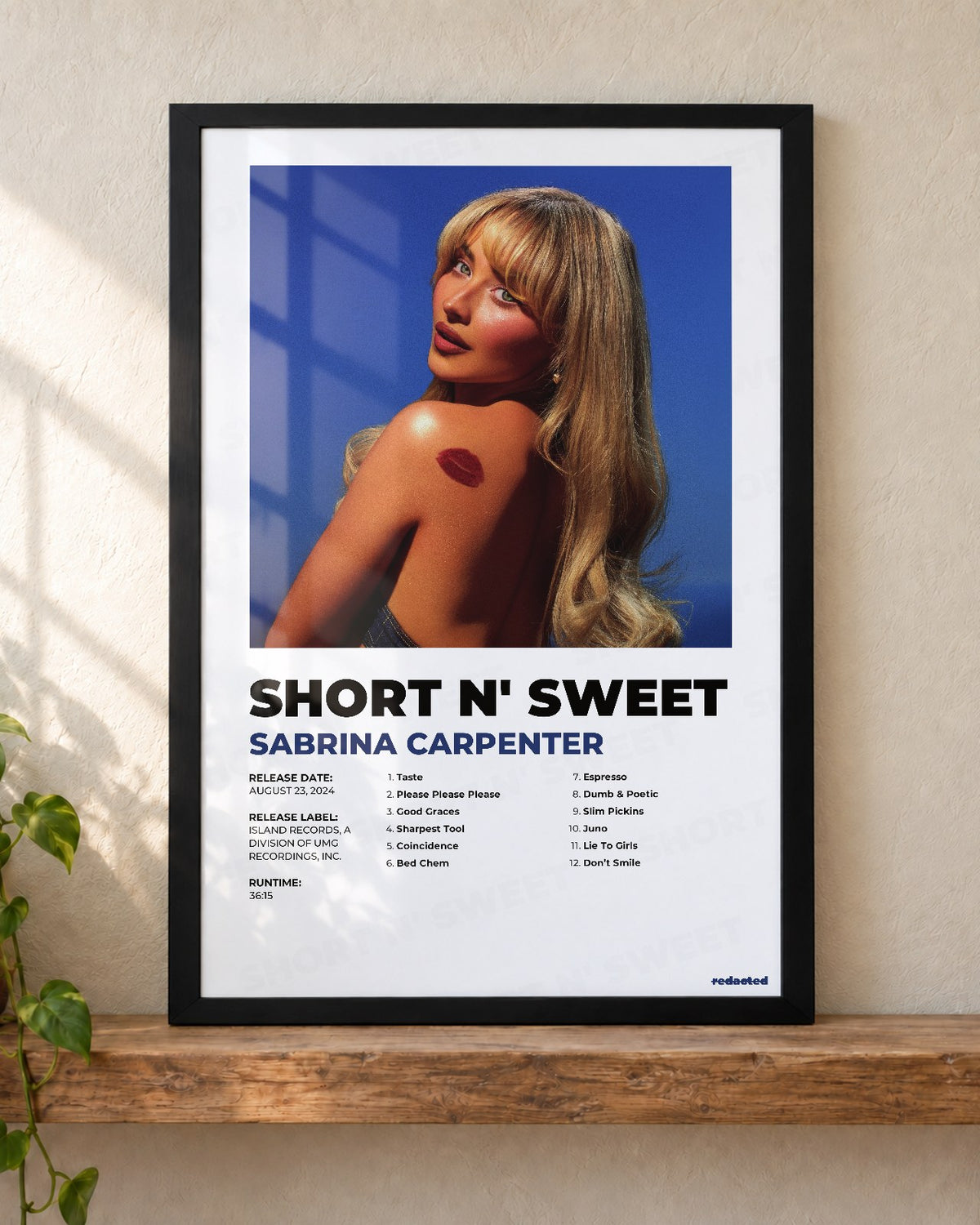 Sabrina Carpenter - Short n' Sweet Poster - White Edition (12x18 / 24x36) - Poster view
