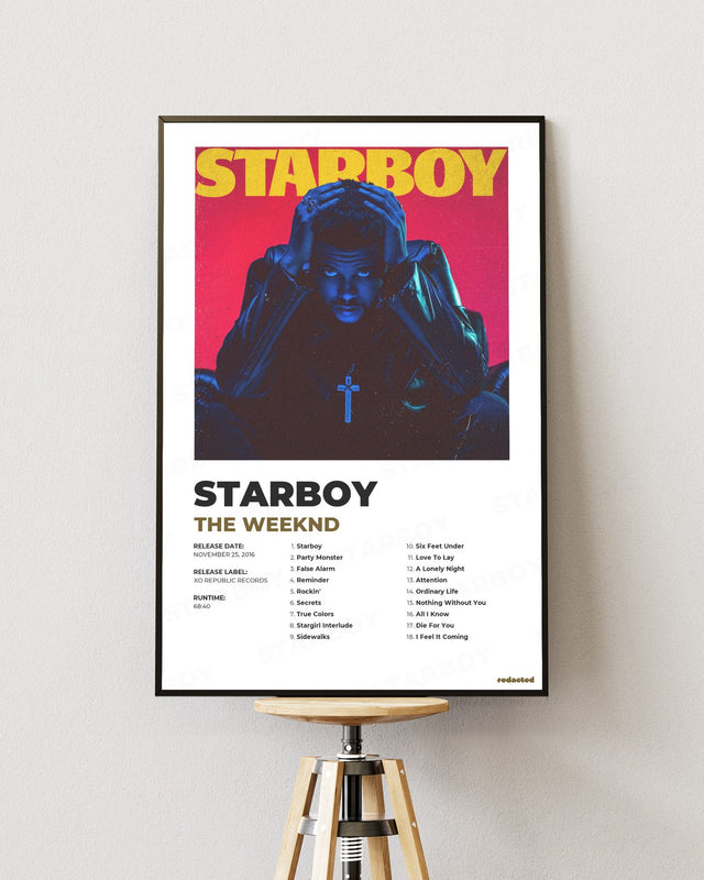 THE WEEKND - STARBOY Poster - White Edition (12x18 / 24x36) - Poster view
