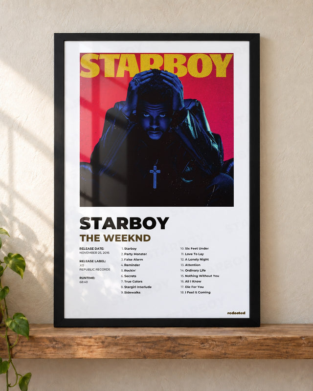 THE WEEKND - STARBOY Poster - White Edition (12x18 / 24x36) - Poster view