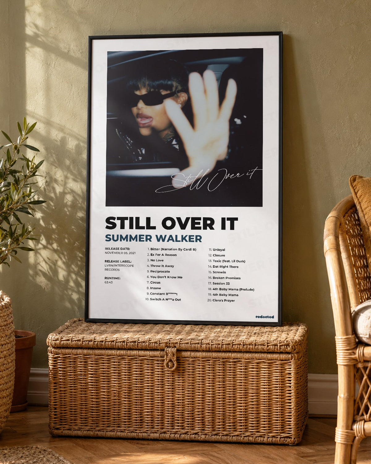 Summer Walker - Still Over It Poster - White Edition (12x18 / 24x36) - Poster view