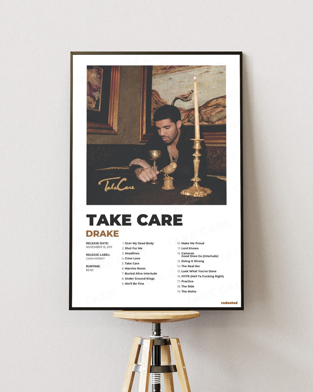 DRAKE - TAKE CARE Poster - White Edition (12x18 / 24x36) - Poster view
