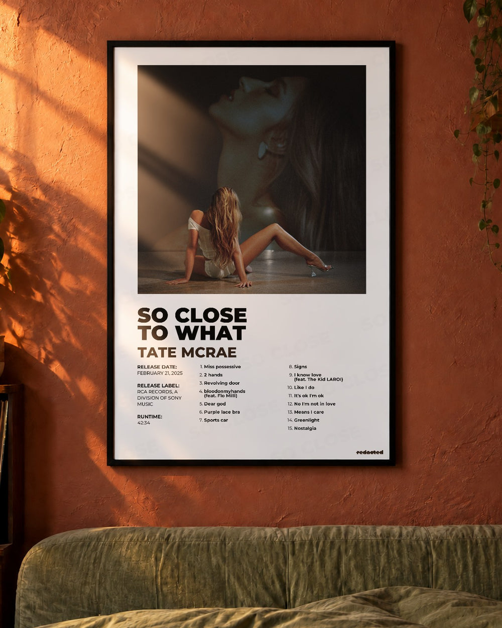 Tate McRae - So Close To What Poster - White Edition (12x18 / 24x36) - Poster view