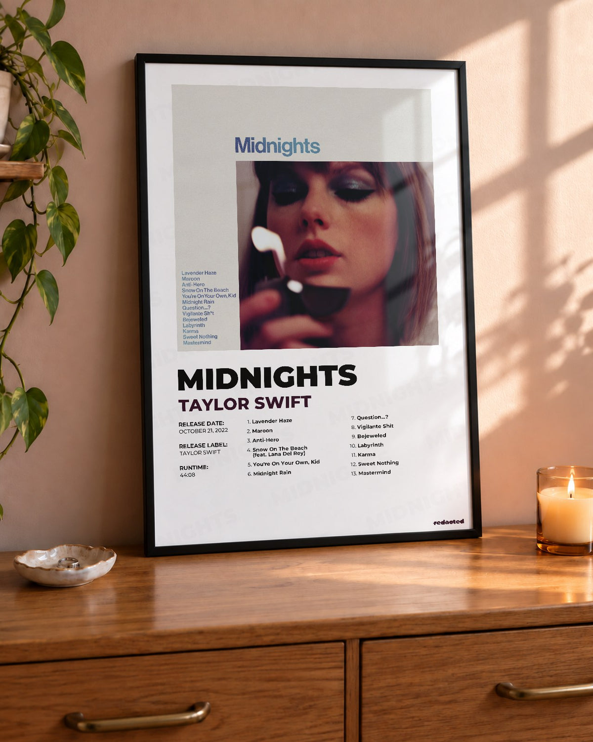 Taylor Swift - Midnights Poster - White Edition (12x18 / 24x36) - Poster view