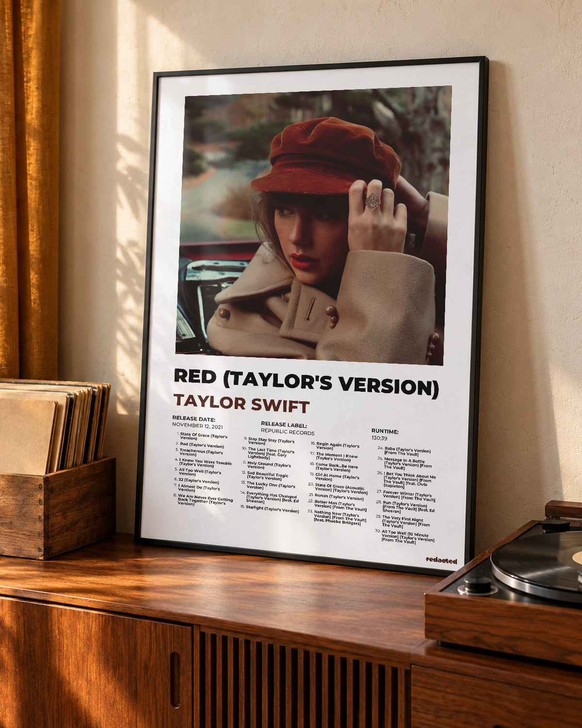 Taylor Swift - Red (Taylor's Version) Poster - White Edition (12x18 / 24x36) - Poster view