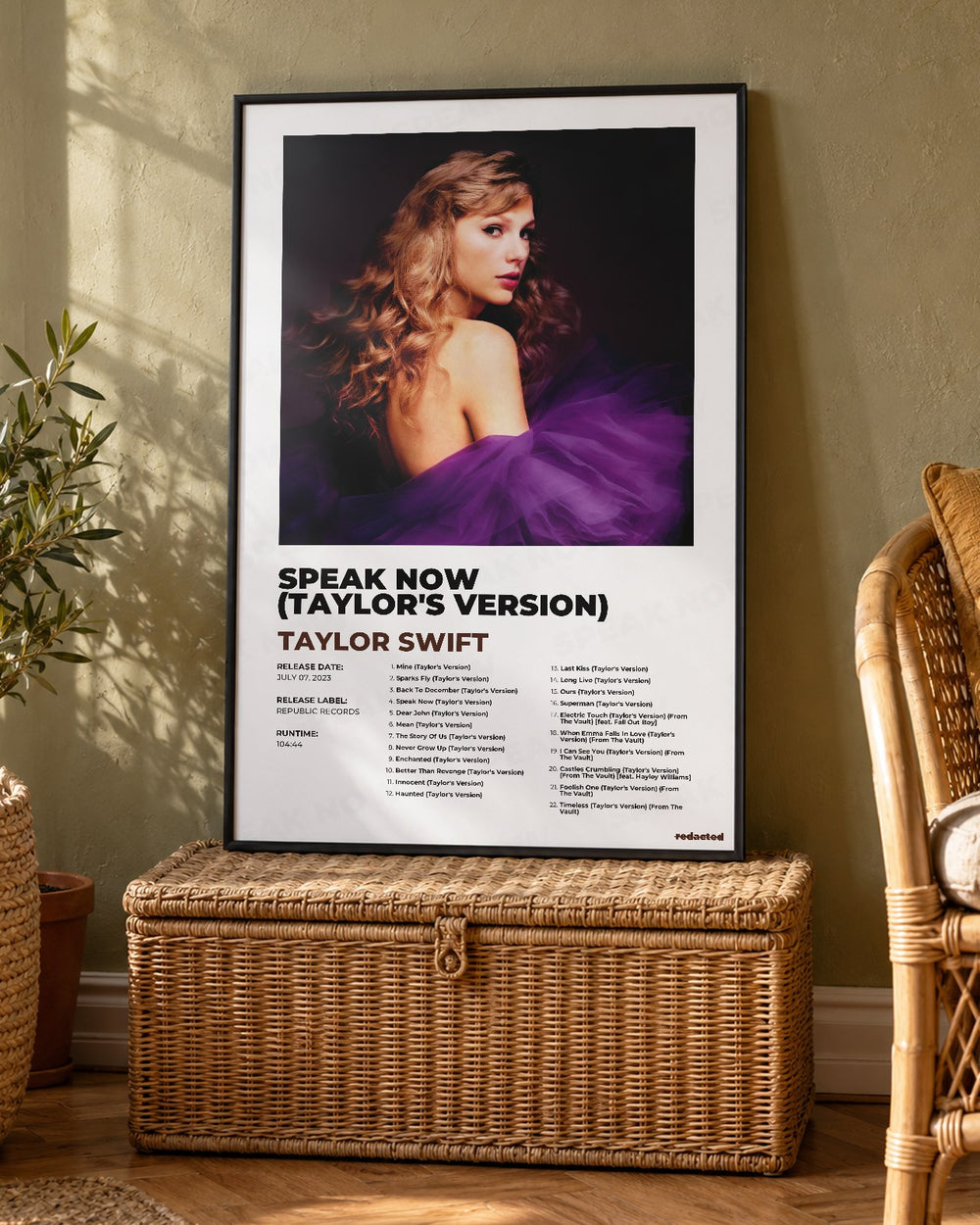Taylor Swift - Speak Now (Taylor's Version) Poster - White Edition (12x18 / 24x36) - Poster view